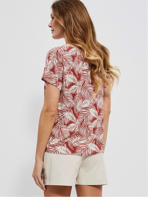 Moodo Bielo-červená dámska vzorovaná blúzka Moodo