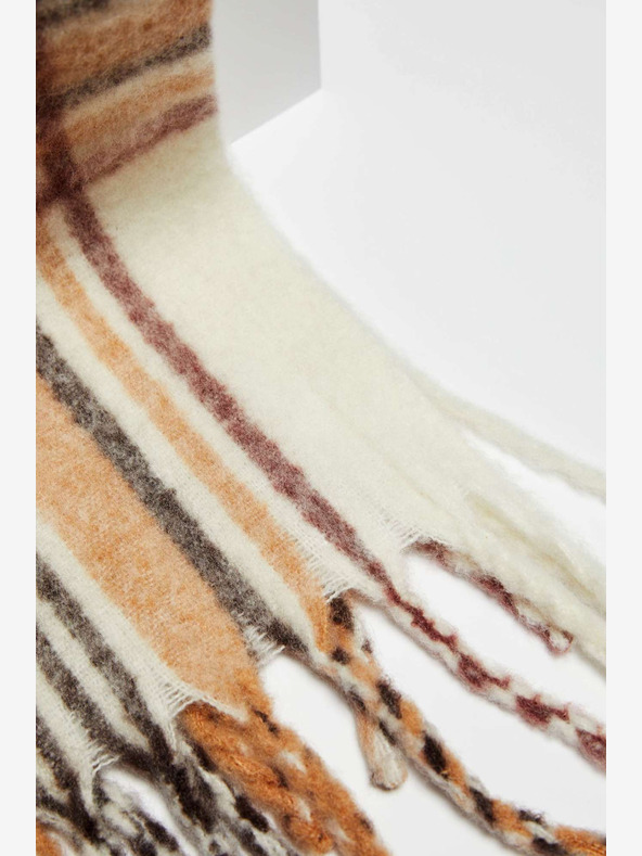 Moodo Krémovo-béžový dámsky károvaný šál Moodo