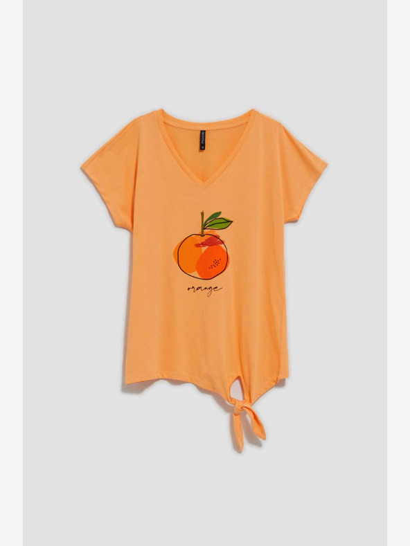 Moodo Oranžové tričko s potlačou Moodo