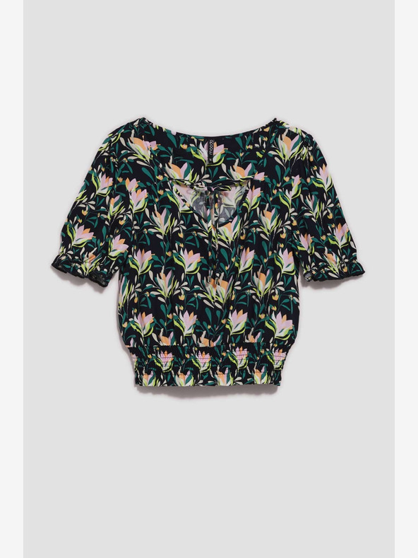 Moodo Tmavomodrá kvetovaná blúzka Moodo