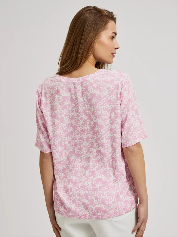 Moodo Svetloružová vzorovaná blúzka so zaväzovaním Moodo