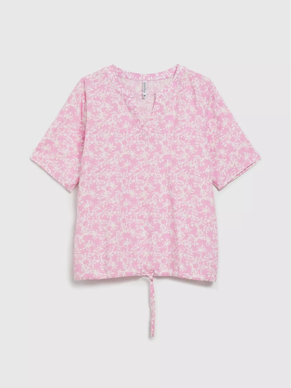 Moodo Svetloružová vzorovaná blúzka so zaväzovaním Moodo