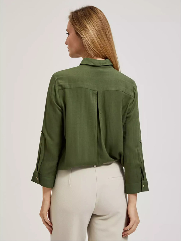 Moodo Khaki blúzka s vreckami a dlhými rukávmi Moodo