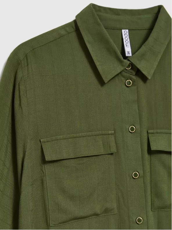 Moodo Khaki blúzka s vreckami a dlhými rukávmi Moodo