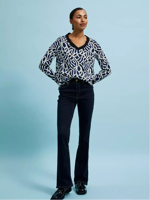 Moodo Geometrické tričko s výstrihom do V Moodo