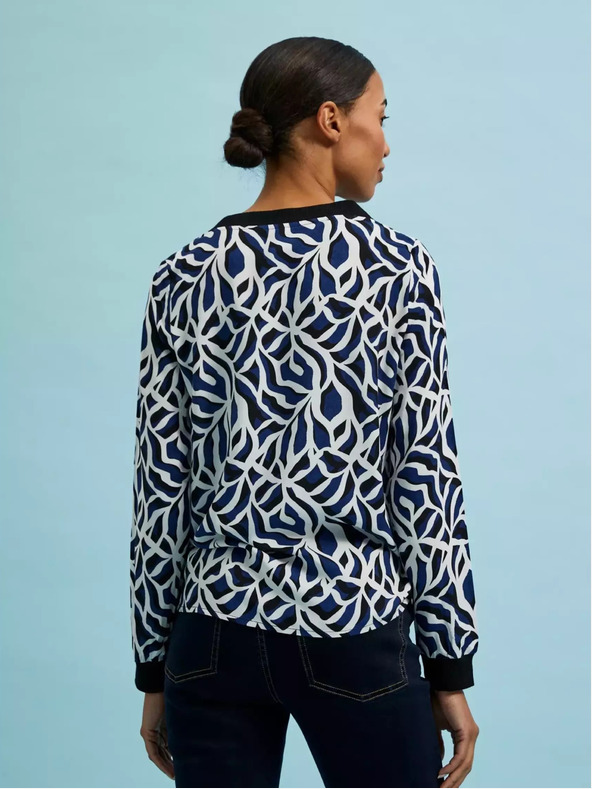 Moodo Geometrické tričko s výstrihom do V Moodo