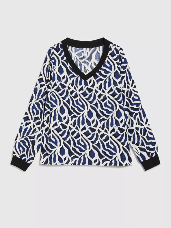 Moodo Geometrické tričko s výstrihom do V Moodo