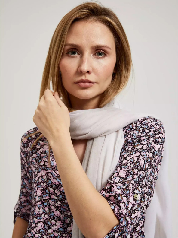 Moodo Šedá letná šatka s roztřepeným okrajom Moodo