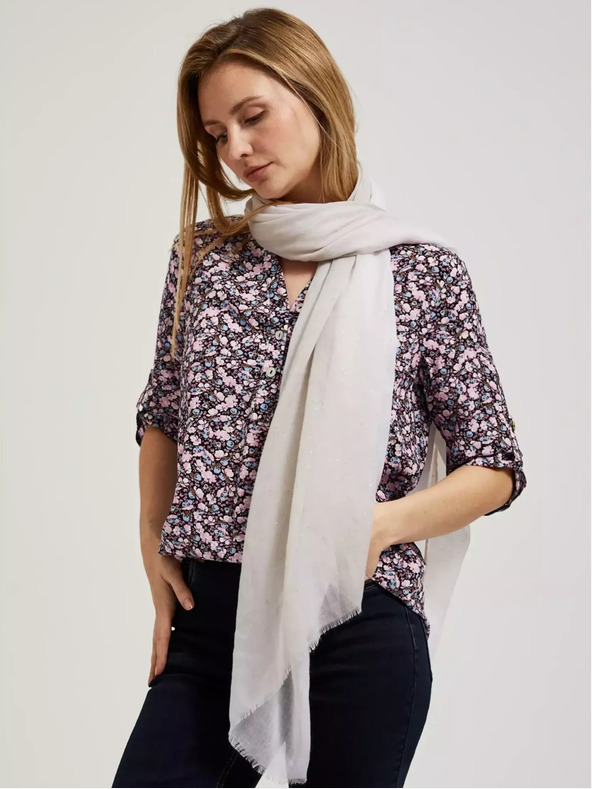 Moodo Šedá letná šatka s roztřepeným okrajom Moodo