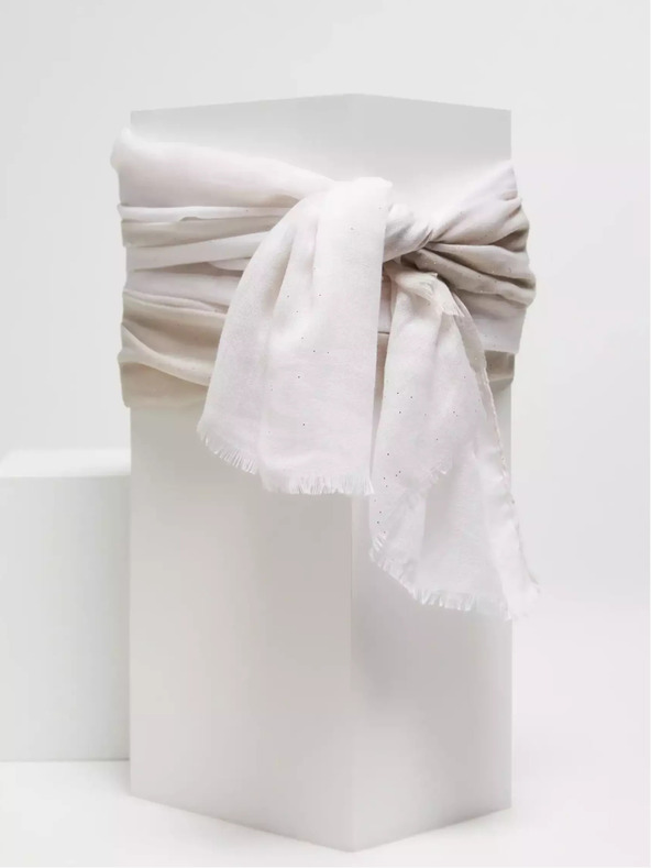 Moodo Šedá letná šatka s roztřepeným okrajom Moodo