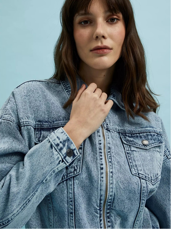 Moodo Svetlomodrá džínsová bunda so zipsom Moodo