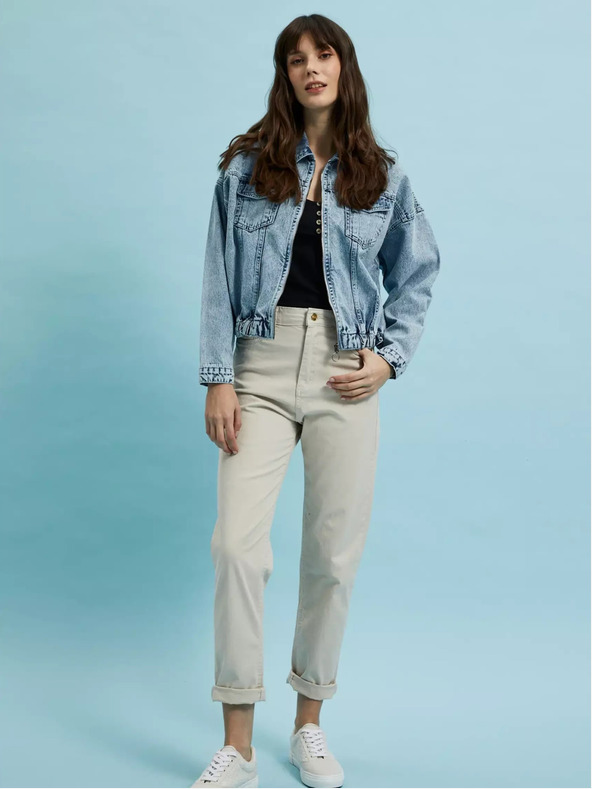 Moodo Svetlomodrá džínsová bunda so zipsom Moodo