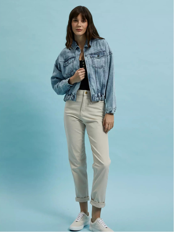 Moodo Svetlomodrá džínsová bunda so zipsom Moodo