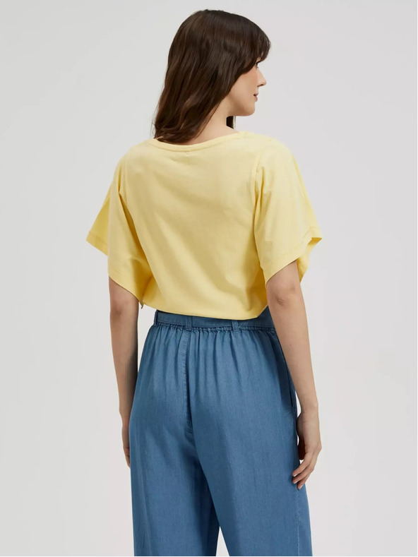 Moodo Žlté tričko so širokými rukávmi Moodo