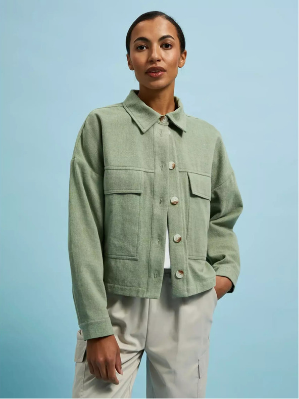 Moodo Olivovozelené sako s vreckami a golierom Moodo