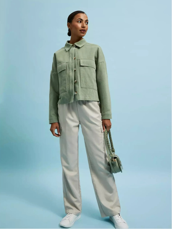 Moodo Olivovozelené sako s vreckami a golierom Moodo