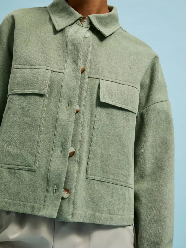 Moodo Olivovozelené sako s vreckami a golierom Moodo