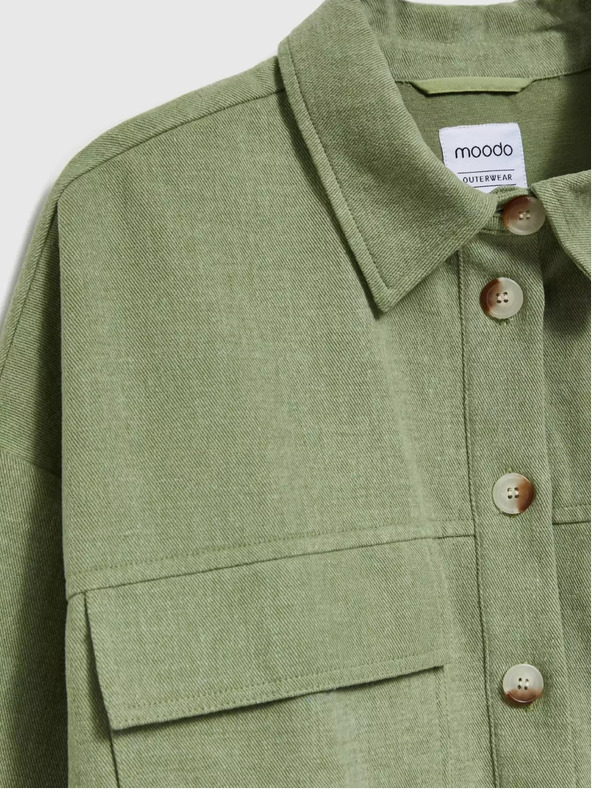 Moodo Olivovozelené sako s vreckami a golierom Moodo
