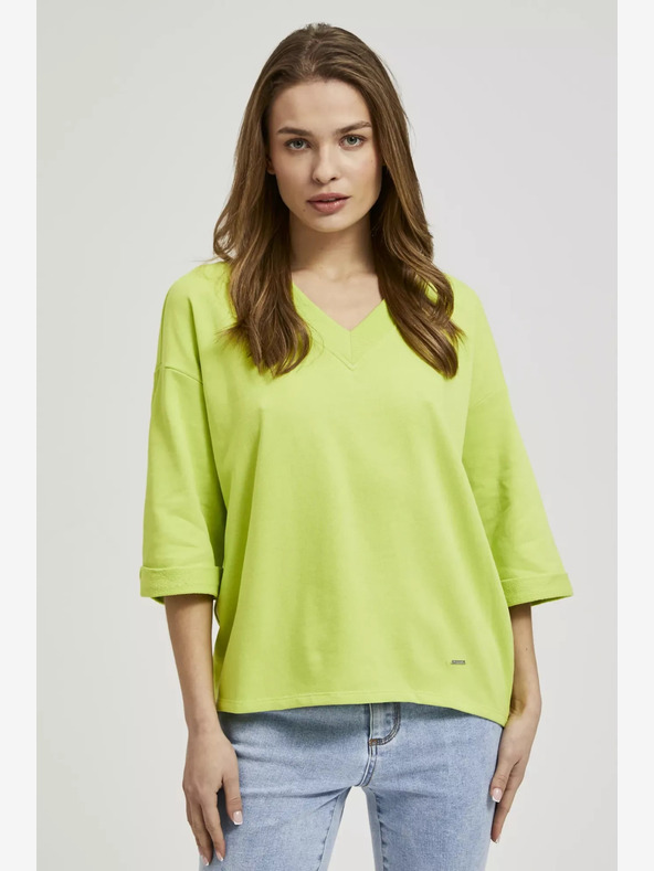 Moodo Zelená mikina s 3/4 rukávmi Moodo