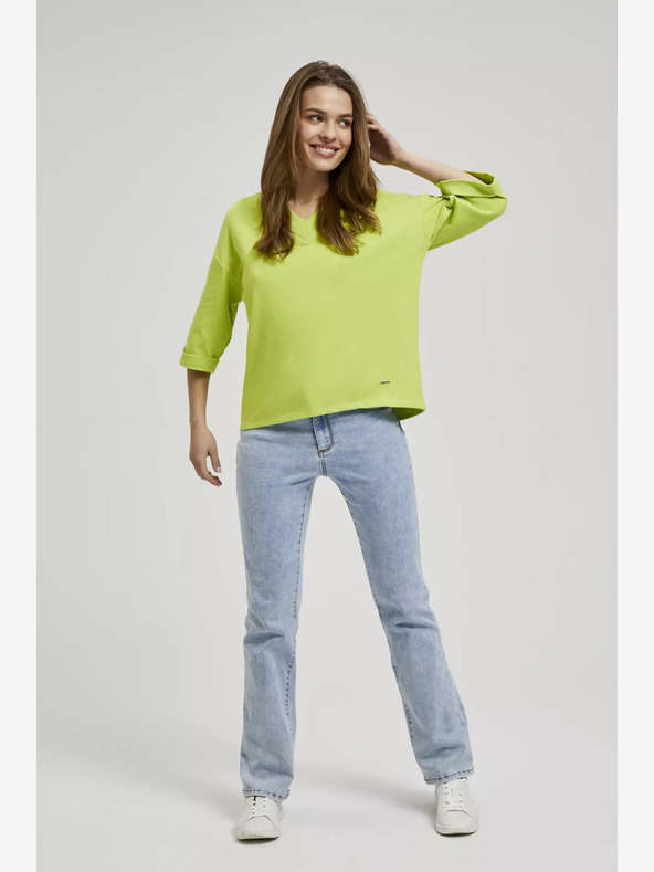 Moodo Zelená mikina s 3/4 rukávmi Moodo