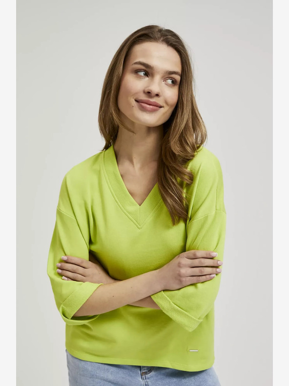 Moodo Zelená mikina s 3/4 rukávmi Moodo