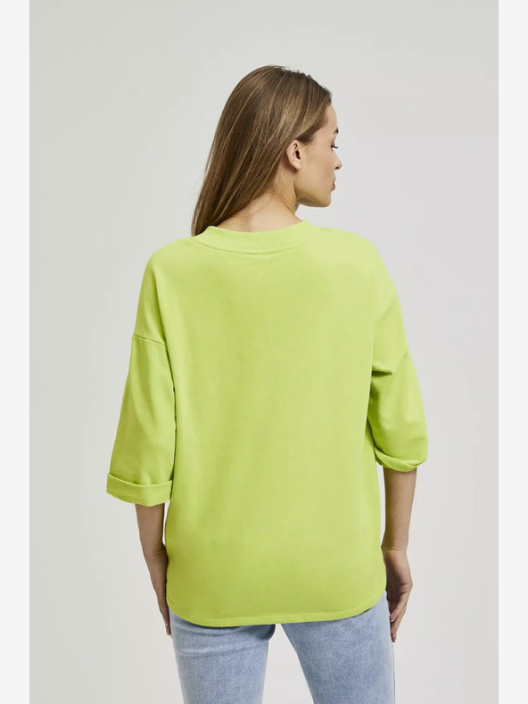 Moodo Zelená mikina s 3/4 rukávmi Moodo