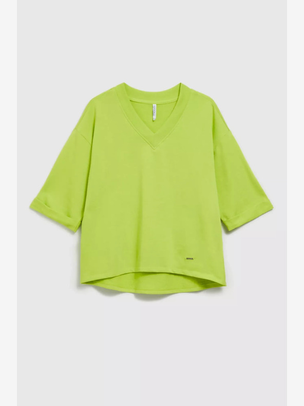 Moodo Zelená mikina s 3/4 rukávmi Moodo