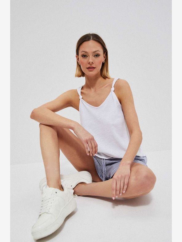 Moodo Bielo-modré dámske pruhované šortky Moodo