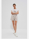 Moodo Bielo-hnedé dámske pruhované šortky Moodo