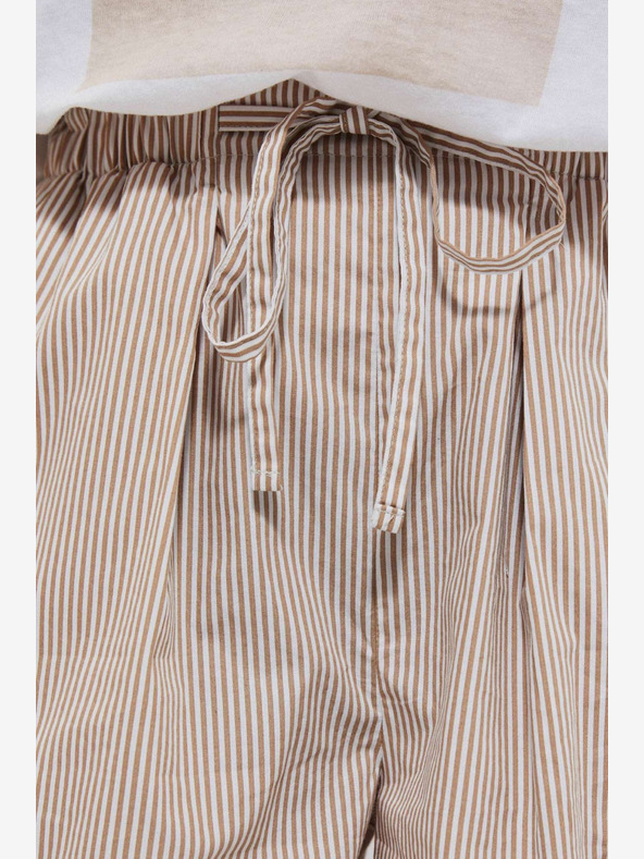 Moodo Bielo-hnedé dámske pruhované šortky Moodo