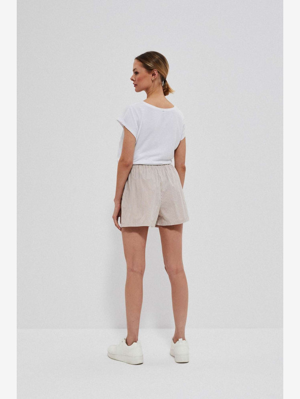 Moodo Bielo-hnedé dámske pruhované šortky Moodo