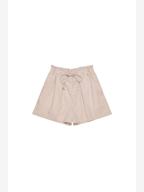 Moodo Bielo-hnedé dámske pruhované šortky Moodo