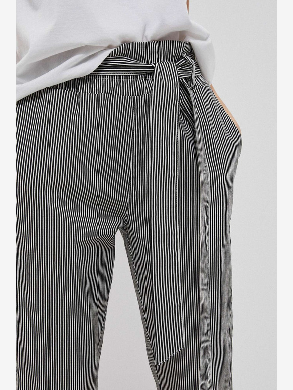 Moodo Čiernobiele dámske pruhované nohavice Moodo
