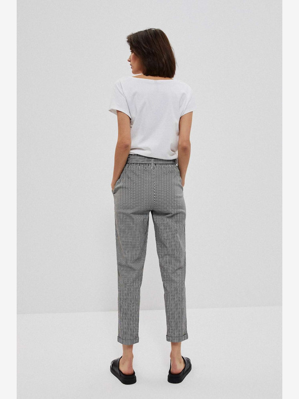 Moodo Čiernobiele dámske pruhované nohavice Moodo