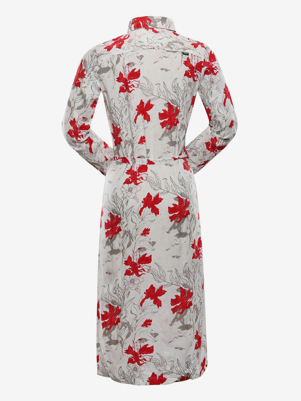 NAX Červeno-biele dámske vzorované košeľové šaty NAX Cufewa