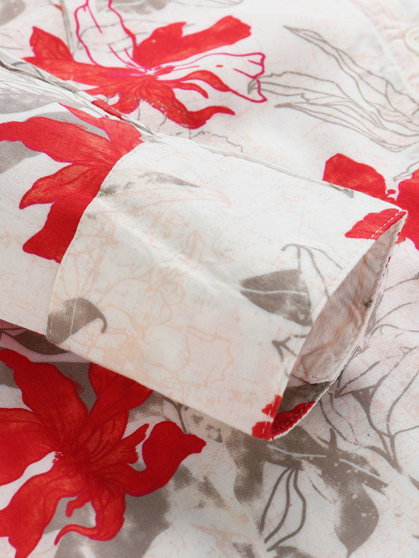 NAX Červeno-biele dámske vzorované košeľové šaty NAX Cufewa