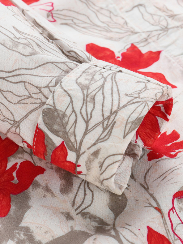 NAX Červeno-biele dámske vzorované košeľové šaty NAX Cufewa