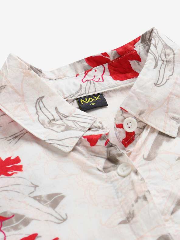 NAX Červeno-biele dámske vzorované košeľové šaty NAX Cufewa