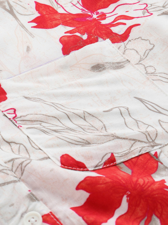 NAX Červeno-biele dámske vzorované košeľové šaty NAX Cufewa