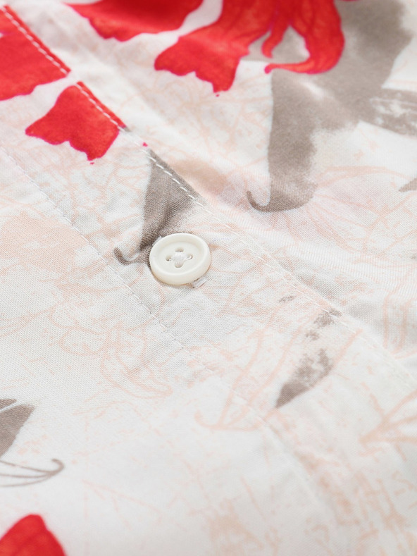 NAX Červeno-biele dámske vzorované košeľové šaty NAX Cufewa