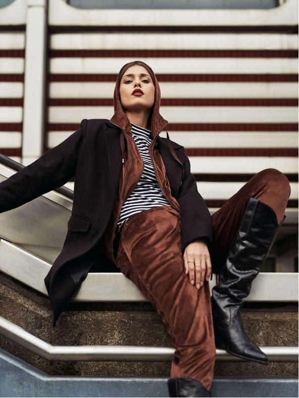 Moodo Hnedé dámske tepláky Moodo