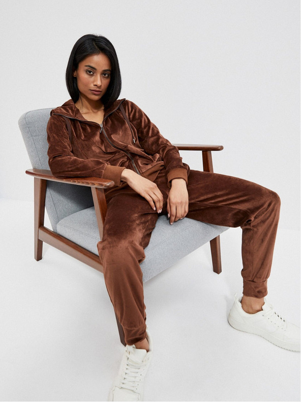 Moodo Hnedé dámske tepláky Moodo