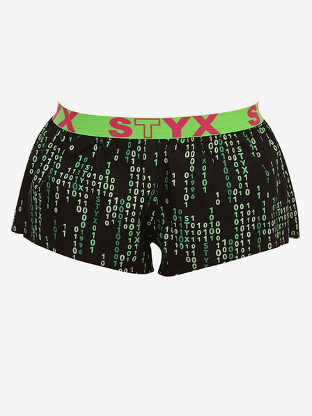 Styx Zeleno-čierne dámske vzorované šortky Styx