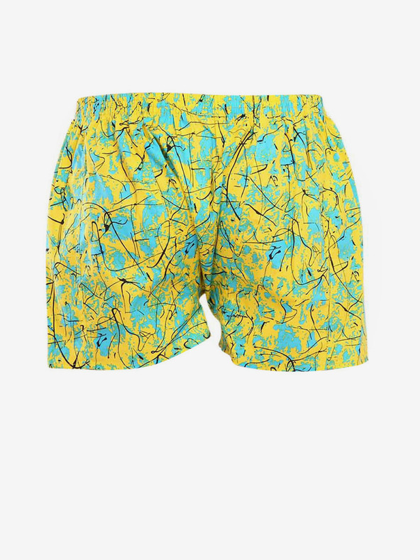 Styx Tyrkysové a žlté pánske vzorované šortky Styx
