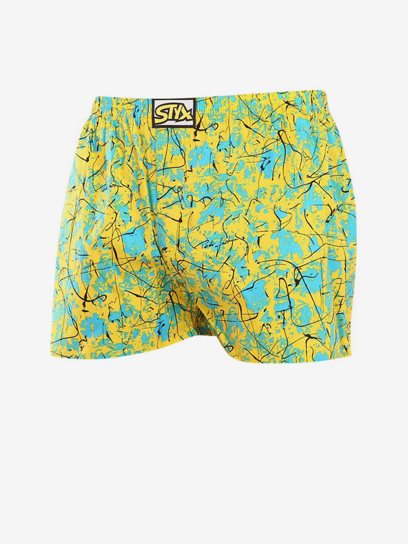 Styx Tyrkysové a žlté pánske vzorované šortky Styx