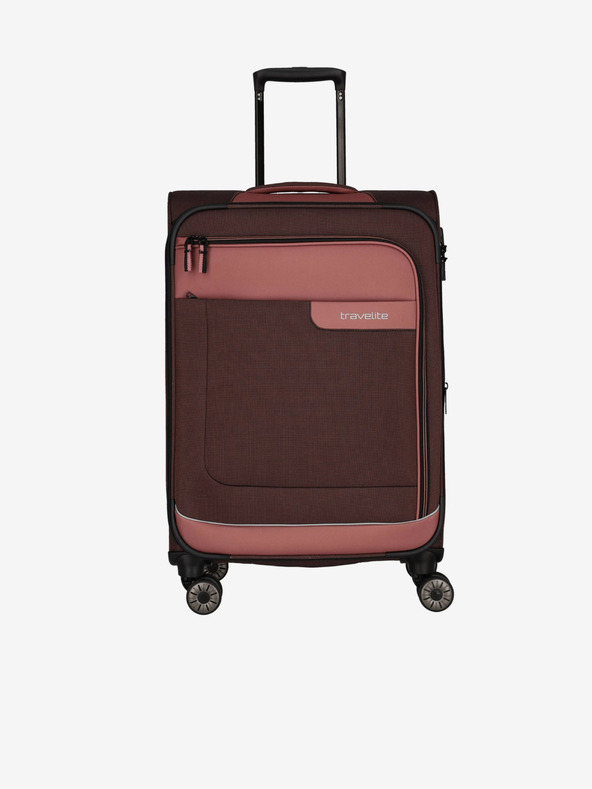Travelite Ružovo-hnedý kufor Travelite Viia 4w M