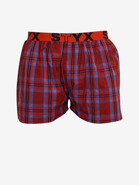 Styx Styx červené pánske kockované šortky