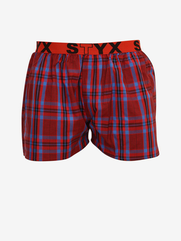 Styx Styx červené pánske kockované šortky