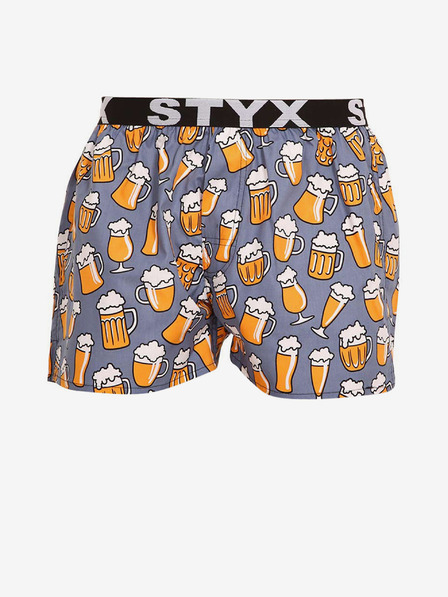 Styx Šedé a žlté šortky so športovou gumou Styx art Beer