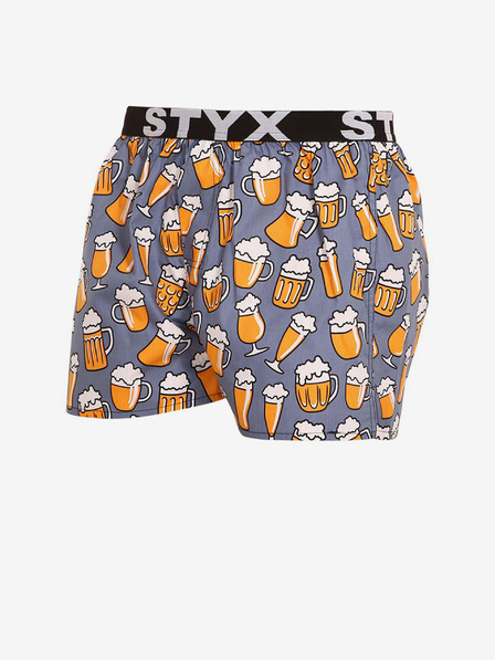 Styx Šedé a žlté šortky so športovou gumou Styx art Beer